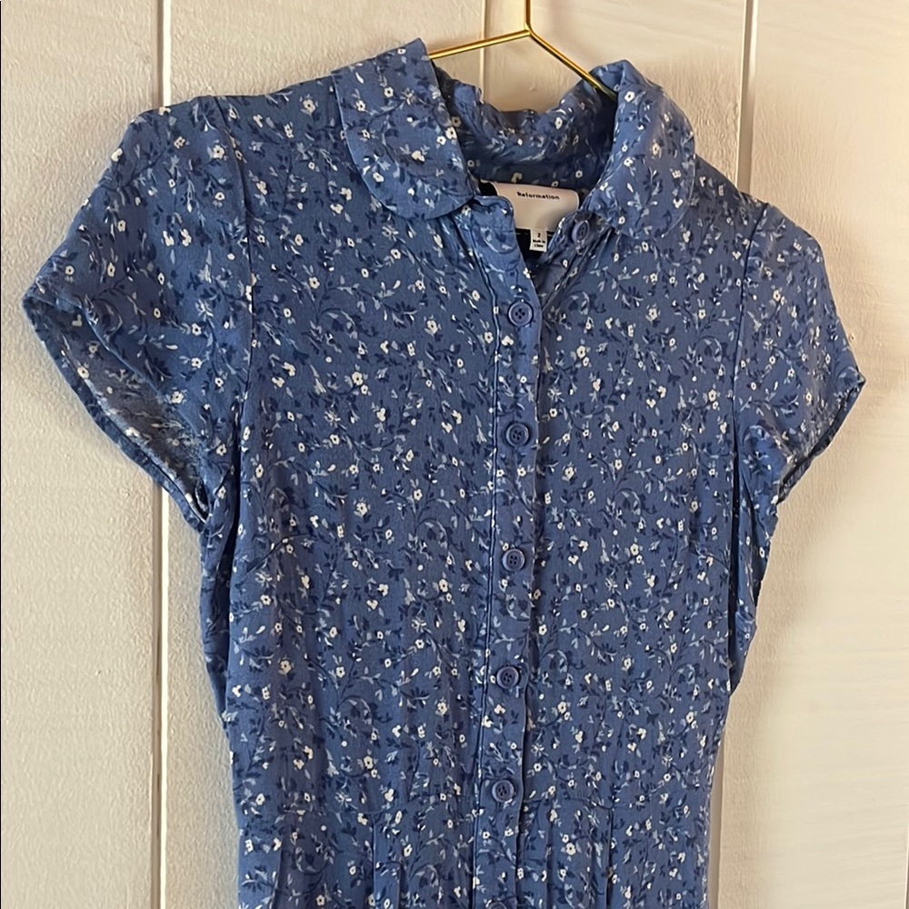 Reformation Blue Floral Midi Dress